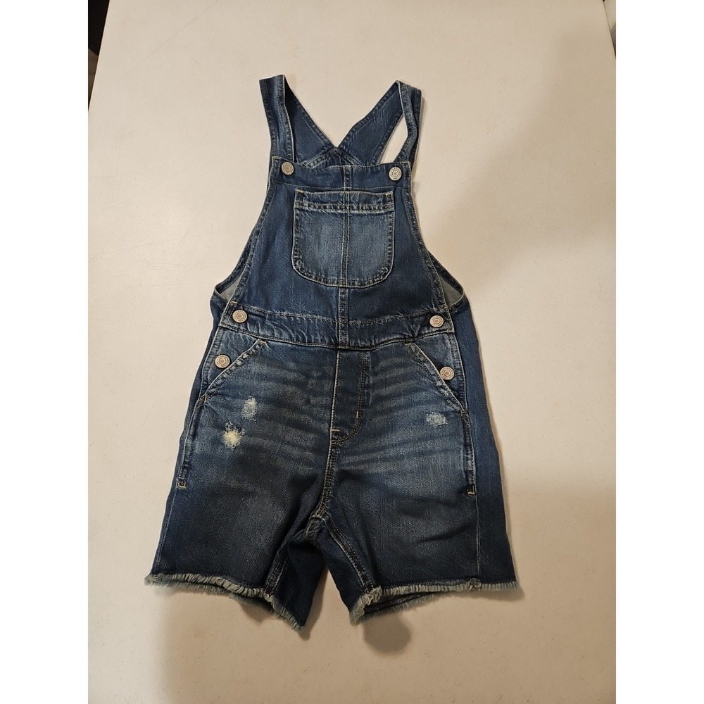 Gap Overall Shorts Girls Medium 6-8Distressed Denim Jeans Shorts‎ (A1290